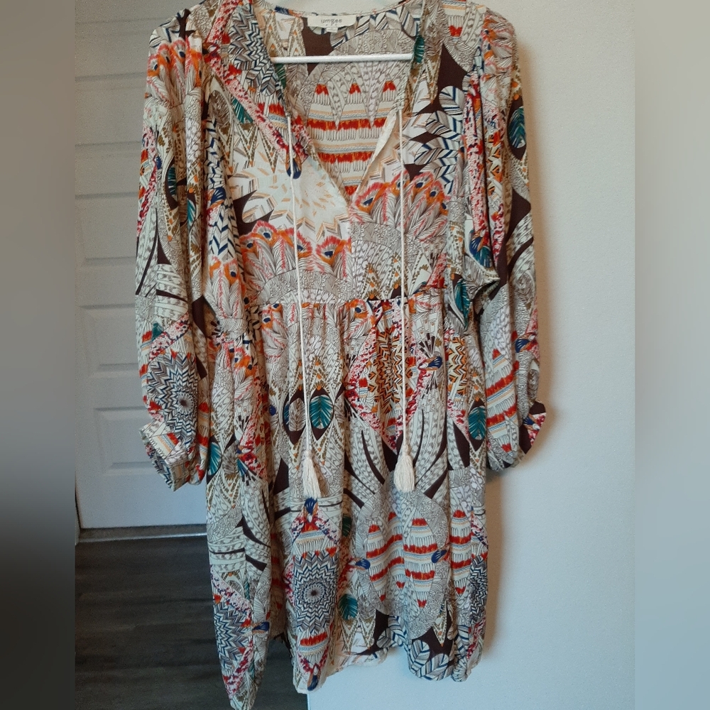 UMGEE Bohemian Patterned Dress, Great Fall Colors Size Large